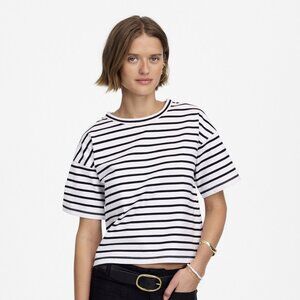 Madewell Everyday Boxy Crop Tee – Striped – Size L